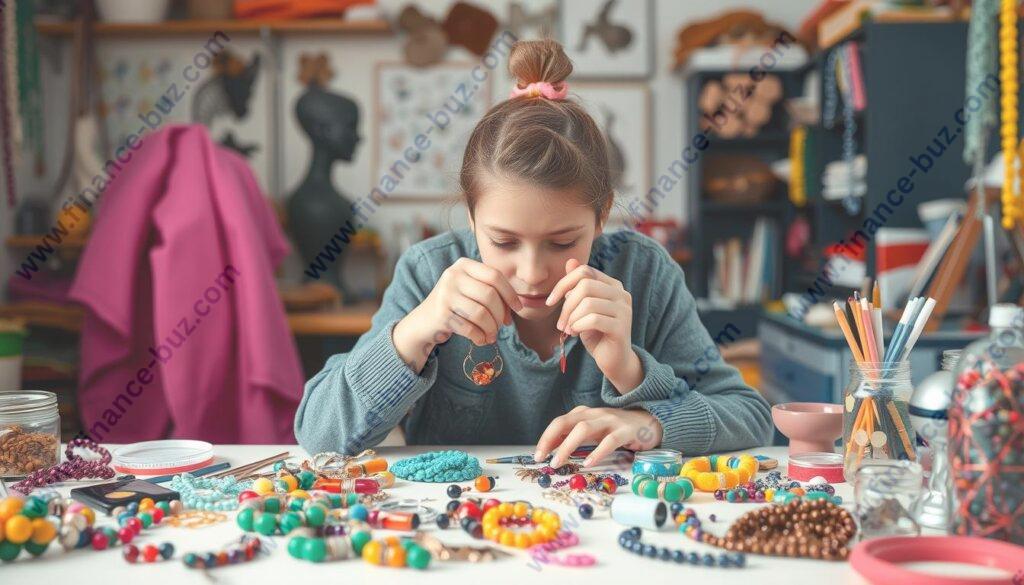 An image of a teen crafting handmade jewelry An image of a teen crafting handmade jewelry