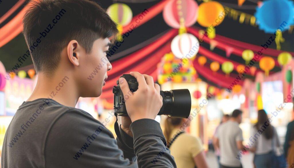 An image of a teen photographer taking pictures at a local event An image of a teen photographer taking pictures at a local event