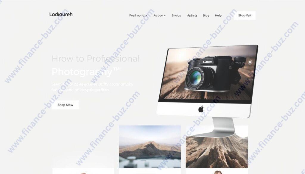 Create a professional photography website with e-commerce functionality.