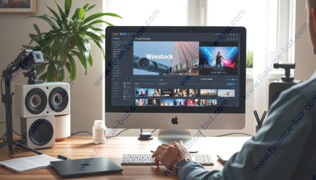 Generate an image of a creator using Wirestock to sell videos