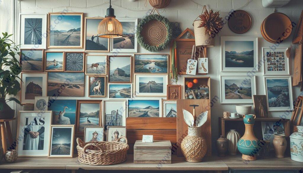 Generate an image of a photographer's Etsy shop showcasing various photo prints and merchandise.